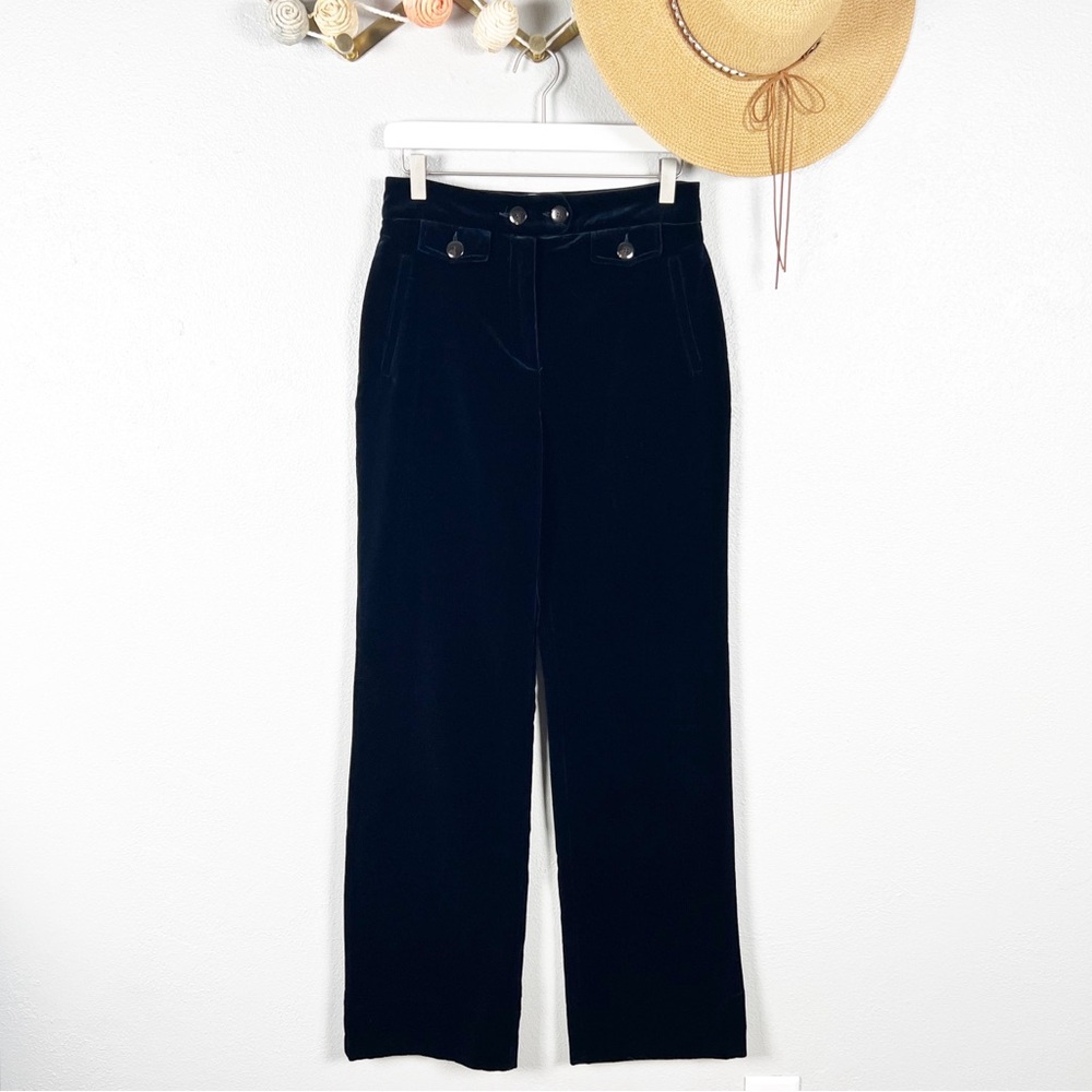 Sezane Velvet Florentine Straight Leg Trousers in Deep Navy Size 4 - Picture 10 of 11
